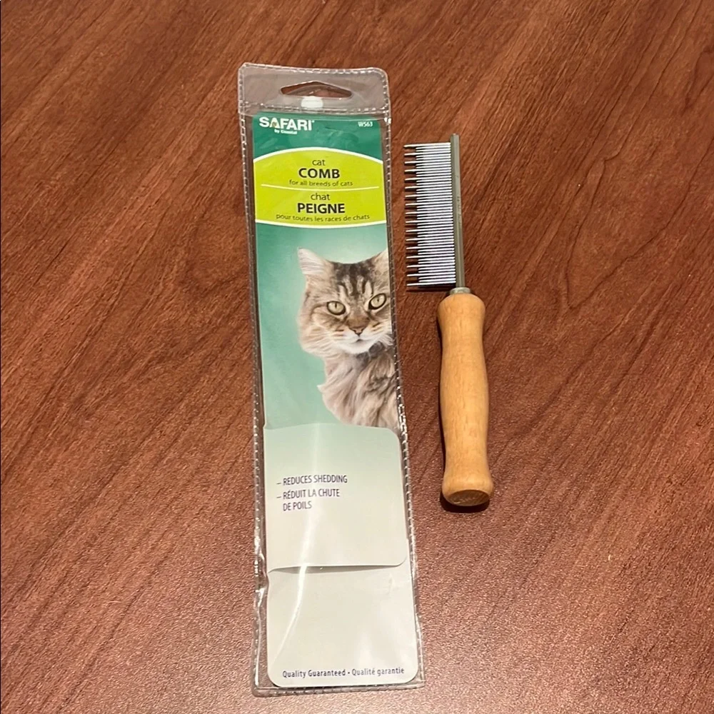 Cat Comb with Wooden Handle